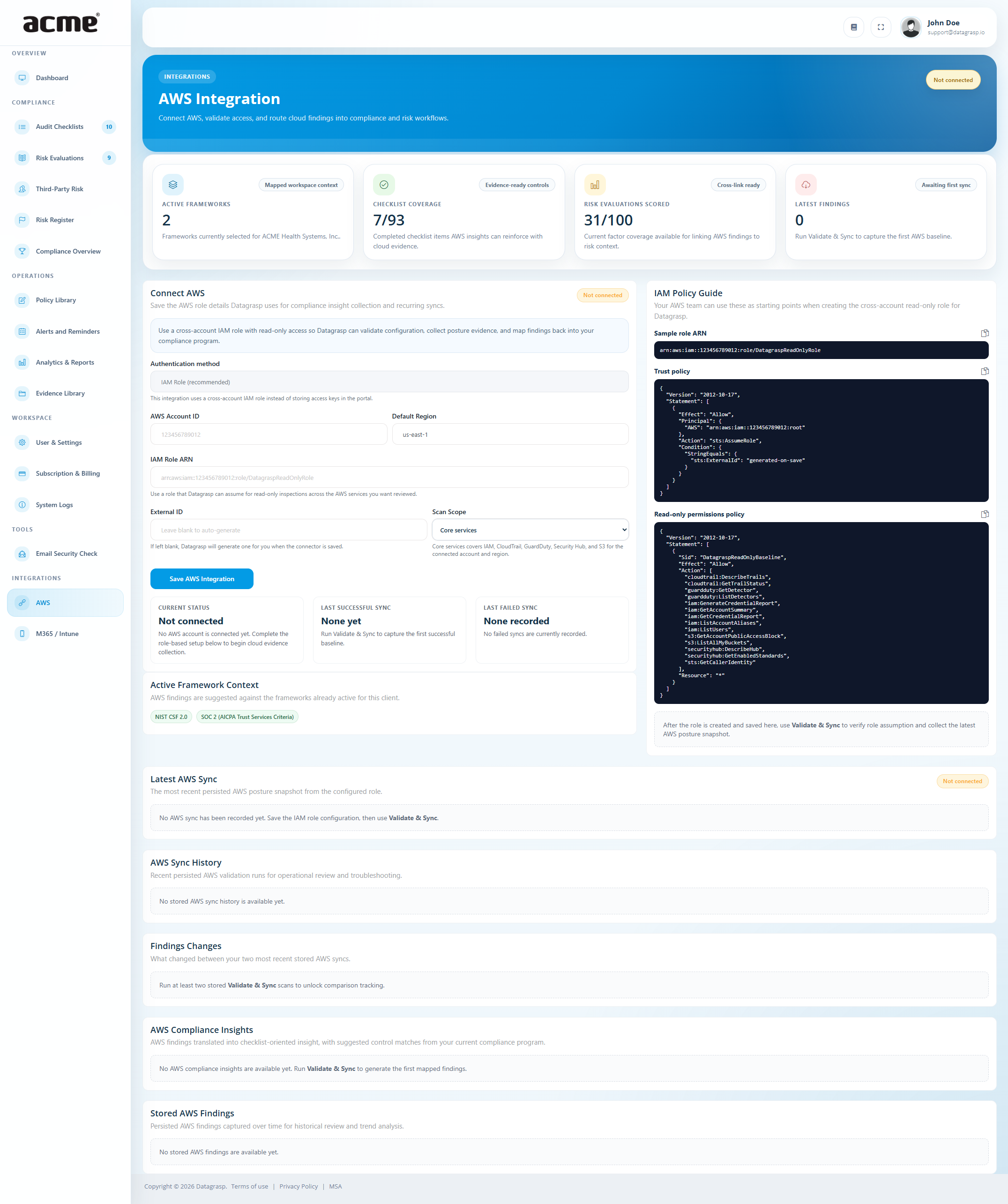 Datagrasp AWS Integration