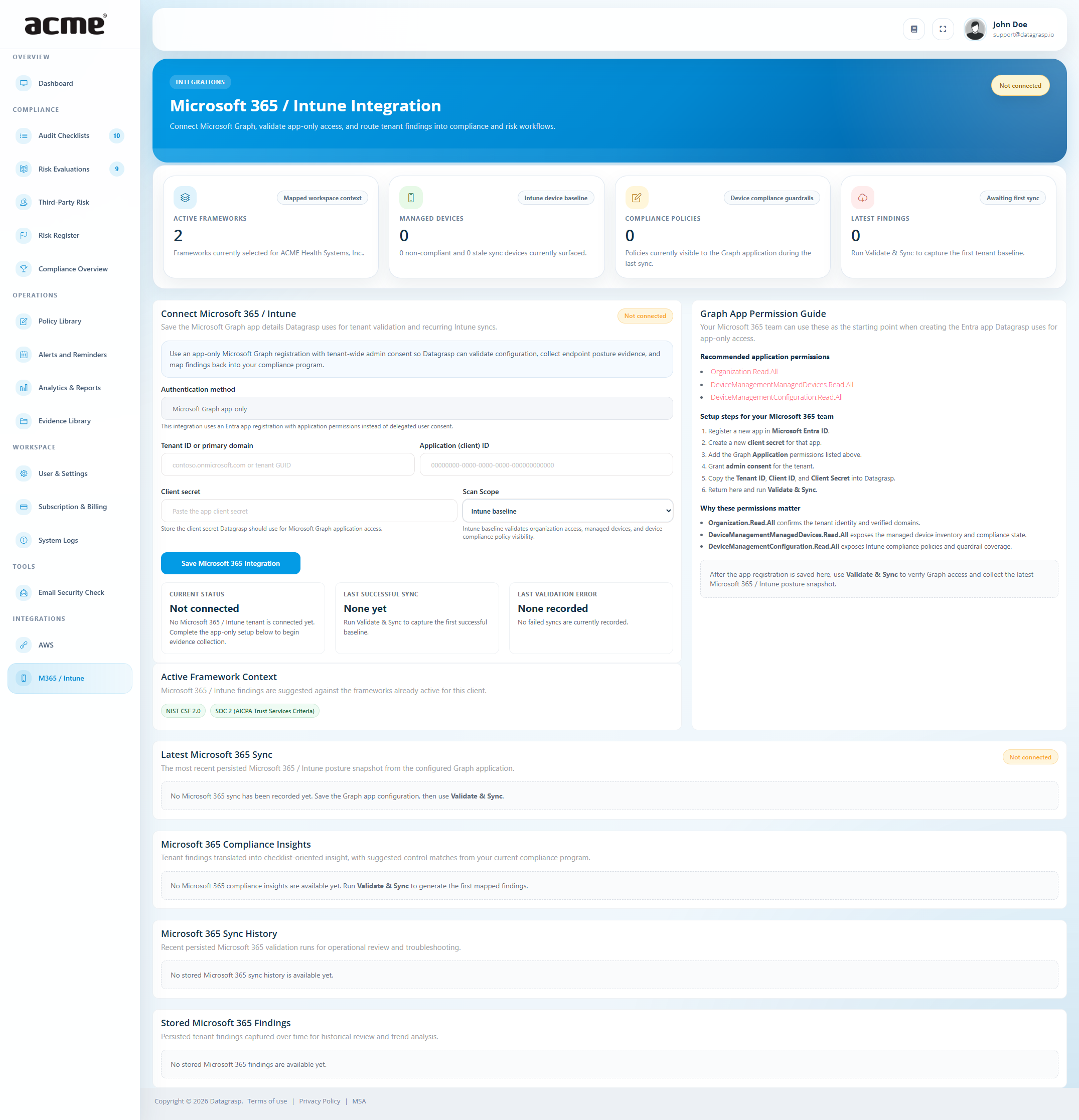 Datagrasp Microsoft 365 Intune Integration